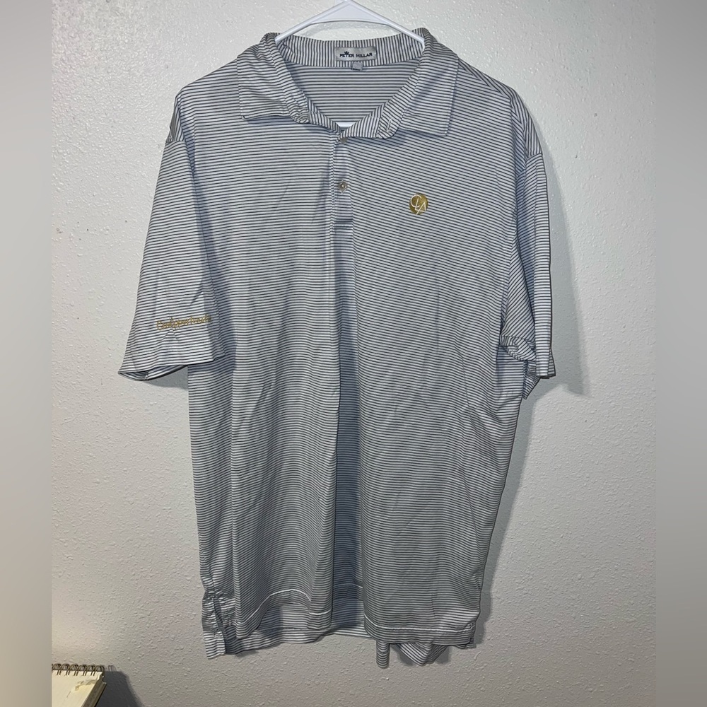 Peter Millar Navy and White Striped Polo Shirt